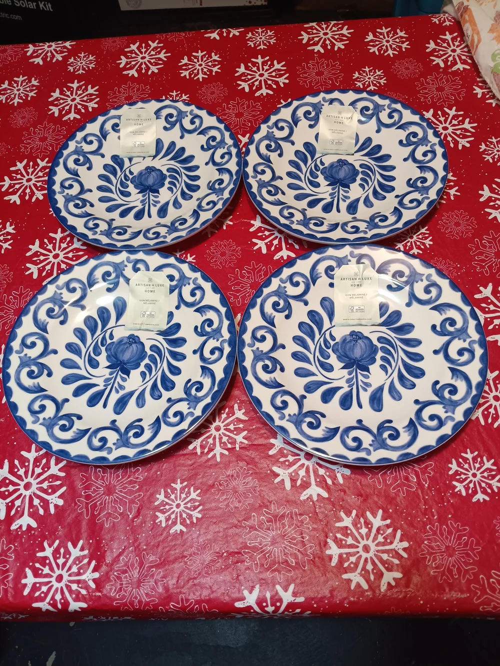 Artisan Blue and White Melamine 3-Compartment Serving Tray